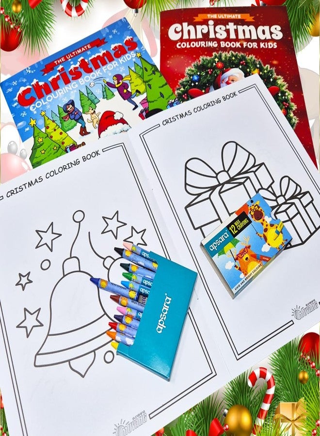 PARTEET Festive Santa Stationery Gift Set for Kids, Fun Christmas Theme 3 Coloring Book with 1 Crayons Colors|Party Favor Stylish, Magical Coloring & Art Drawing Book|Xmas Gift for Kids - Image 4